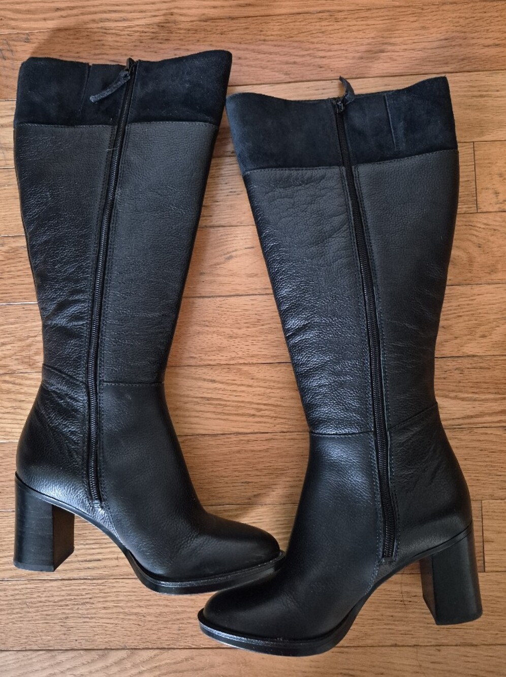 Naturalizer Frances Wide Calf Leather Boots With Suede Accent Panel -US 5.5